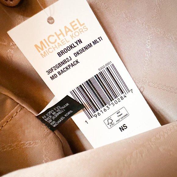 Michael Kors Brooklyn Medium Backpack MK Signature Denim Multi - Picture 10 of 10